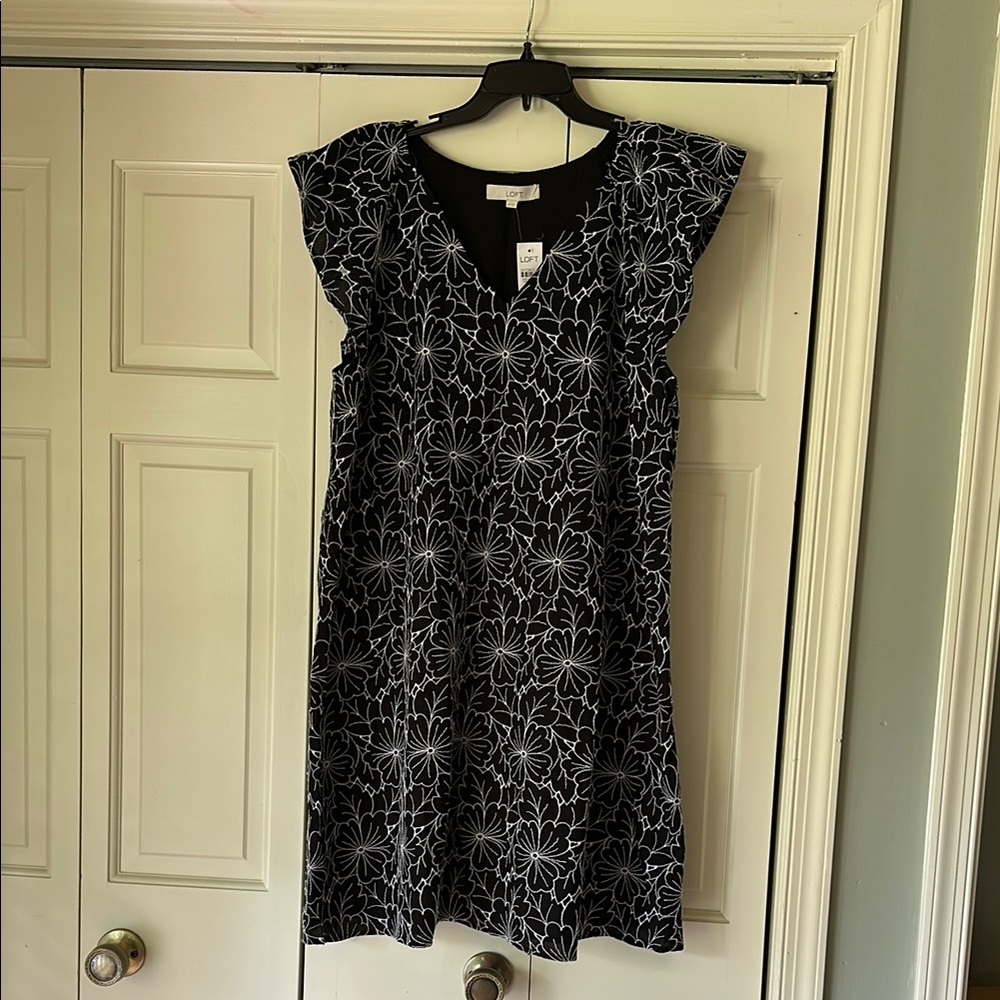 NWT Loft black Floral Dress